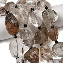 Лодолит Кварц Природного кварца lodolite нитей бисера, самородки, с бисером, упавший камень, 19~34.5x15~23x8~16 мм, отверстие : 1~1.4 мм, около 14~15 шт / нитка, 15.75''~16.54'' (40~42 см)