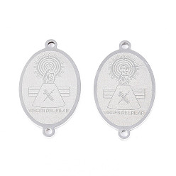 Нержавеющая Сталь Цвет Религия 201 овальный подвесной шарм из нержавеющей стали с соединительными звеньями из натуральной стали, лазерная резка, цвет нержавеющей стали, 21.5x12.5x1 мм, отверстие : 1.3 мм