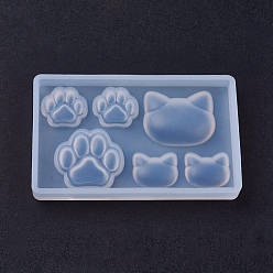 White Silicone Molds, Resin Casting Moulds, Jewelry Making DIY Tool For UV Resin, Epoxy Resin Jewelry Making, Cat & Bear Paw, White, 77x47x8mm, Inner Size: 14~25mm