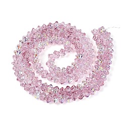 Фламинго Стеклянные бусины с гальваническим покрытием , цветок, жемчужные, с половиным покрытием, фламинго, 6~6.5x8x8 мм, отверстие : 0.7~0.9 мм, около 121~123 шт / нитка, 25.98~26.57'' (66~67.5 см)