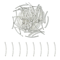 Серебро Бисера латунной трубки, изогнутая трубка, серебряные, 25x2 мм, отверстие : 1 мм