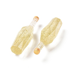 Yellow Dummy Bottle Transparent Resin Cabochon, with Glitter Powder, Yellow, 41.5x12.5x12.5mm