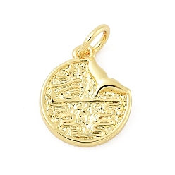 Настоящее золото 18K Латунные подвески, круглые подвески, с целью перехода в кольце, долговечный, без свинца и без кадмия, реальный 18 k позолоченный, 13x11x1.5 мм, отверстие : 3.5 мм