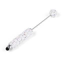 Белый Стилус для сенсорного экрана с имитацией жемчуга и полимерной глиной, инкрустированный стразами, железная ручка из бисера, для индивидуальной ручки с ювелирными бусинами, белые, 140~142x16~18 мм