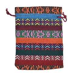 Разноцветный Мешочки для упаковки ювелирных изделий из хлопка в мексиканскую полоску, шнурок сумки, красочный, 14x10 см