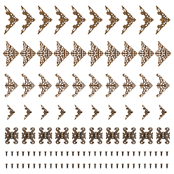 Antique Bronze 10Pcs Alloy Hinge, Wardrobe Door Accessories, with 60Pcs Screw and 40Pcs 4 Styles Tibetan Style Iron Filigree Joiners, Antique Bronze, 39.5x31.5x6mm
