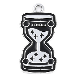 Другие Подвески из сплава , с черной эмалью, платина, песочные часы, 25.5x13.5x1.5 мм, отверстие : 2 мм