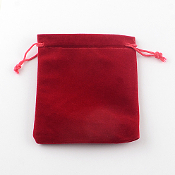 Mixed Color Rectangle Velvet Pouches, Gift Bags, Mixed Color, 12x10cm