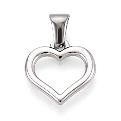 Нержавеющая Сталь Цвет 303 прелести нержавеющей стали, полый, сердце, цвет нержавеющей стали, 15x14.5x1.5 мм, отверстие : 6.5x2.5 мм