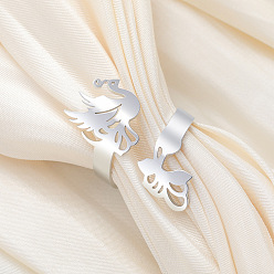 Stainless Steel Color 304 Stainless Steel Cuff Open Rings, Peacock, Stainless Steel Color, 18mm
