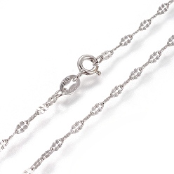 Platino Collares de cadena de eslabones de plata esterlina chapados en rodio antideslustre, con cierres de anillo de resorte, Platino, 925 pulgada (17.7 cm)