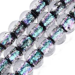 Темно-бирюзовый Ручной стеклянные фольга бисер пряди, рондель, темные бирюзовый, 11.5~12x9.5~10 мм, отверстие : 1.2~1.6 мм, около 30 шт / нитка, 11.42~11.81 дюйм (29~30 см)