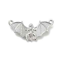 Bat Хэллоуин латунные подвески, стойки покрытие, долговечный, без свинца и без кадмия, платина, летучая мышь, 12x25x2.5 мм, отверстие : 1.2 мм