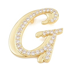 Letter G Pendentifs en laiton zircon cubique transparent, charmes de lettre, plaqué longue durée, crémaillère plaquage, sans plomb et sans cadmium, réel 18 k plaqué or, lettre g, 25x22x6.5mm, Trou: 3mm
