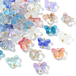 (52) Непрозрачная лаванда Стекло подвеска, с латунной фурнитурой , бабочка, золотые, разноцветные, 10 мм, отверстие : 1.5 мм, 50 шт / комплект