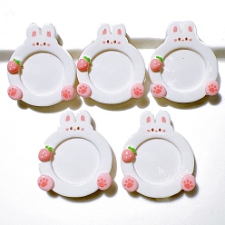 Белый 10 шт. Кабошоны из смолы, кролик/кот/панда/медведь, белые, 35x30 мм