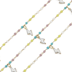 Золотой Латунные звенья цепи с молниями, со стеклом и эмалью, долговечный, стойки покрытие, без свинца и без кадмия, несварные, ручной работы из бисера цепи, золотые, 2x2 мм