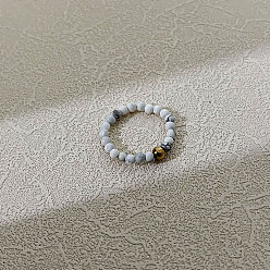 Говлит Эластичные кольца для пальцев из натурального хаулита для женщин, с шариком из нержавеющей стали, внутренний диаметр: регулируемый