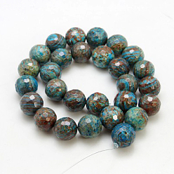 Colorful Natural Chrysocolla Beads Strands, Round, Faceted, Dyed & Heated, Colorful, 12mm, hole: 1mm, 15.5 inch, 33pcs/strand