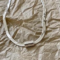 Серебро Ожерелья с подвесками из латунной ограненной колонны, змеиные ожерелья для женщин, серебряные, 13.78 дюйм (35 см)