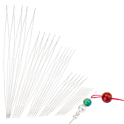 Stainless Steel Color 25Pcs 5 Style Stainless Steel Pins, for Handmade Necklace Threading, Stainless Steel Color, 4.5~12.5x0.02x0.01cm, 5pcs/style