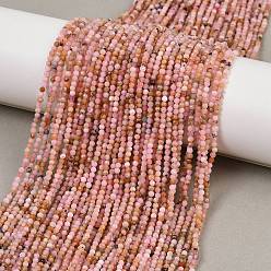 Розовый Опал Нити бусин из натурального розового перуанского опала, граненые, круглые, фламинго, 2 мм, отверстие : 0.5 мм, около 297 шт / нитка, 14.96"~15.35" (38~39 см)