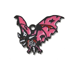 Bat Halloween Alloy Enamel Pendants, Black, Bat Charms, 22x27.5x1mm, Hole: 2mm