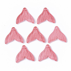 Светло-Коралловый Прозрачный лак окрашенные стеклянные подвески, русалка русалки, свет коралловый, 19x19.5x3.5 мм, отверстие : 1.2 мм