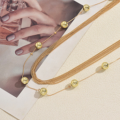 Золотой Длинные многорядные ожерелья из железных шариков для женщин, золотые, 35.83 дюйм (91 см)