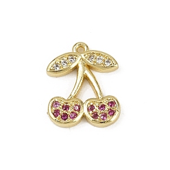 Настоящее золото 18K Латунные микро проложить кубического циркония подвески, вишня, долговечный, без кадмия и без свинца, стойки покрытие, реальный 18 k позолоченный, 13x11x2 мм, отверстие : 0.8 мм