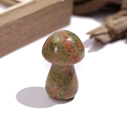 Унакит Естественные декорированные дисплеи, украшения для дома, гриб, 22x36 мм