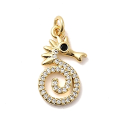 Sea Horse Латунные микро проложить кубического циркония подвески, без кадмия и без свинца, стойки покрытие, долговечный, реальный 18 k позолоченный, с целью перехода в кольце, морской конек, 21.5x12x2.5 мм, отверстие : 3.5 мм