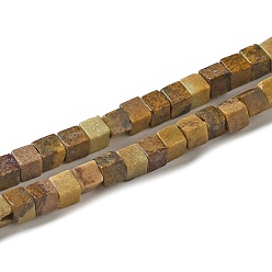 Пейзажный Джаспер Естественного изображения яшмы бисер нитей, кубические, 2~2.5x2.5~3.5x2.5~3 мм, отверстие : 0.4 мм, около 157~165 шт / нитка, 14.96~15.75'' (38~40 см)