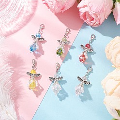 (52) Непрозрачная лаванда Стекло подвесные украшения, ангел, со сплавом, абс пластик имитация жемчуга и железа, разноцветные, 53 мм