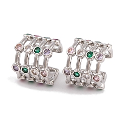 Платина Серьги из латуни с фианитом, без кадмия и без свинца, долговечный, серьги-манжеты, платина, 13x12 мм