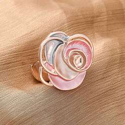 Цветок Кольца из цинкового сплава и эмали для женщин, золотые, цветок, 26x28 мм, внутренний диаметр: 20 мм