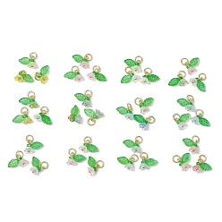 (52) Непрозрачная лаванда 36шт. матовые акриловые подвески-цветы и листья, с золотой фольгой и настоящим 18позолоченным 304 золотом 8x12.5x6 из нержавеющей стали с открытыми соединительными кольцами и золотыми латунными штифтами с шарообразными головками, разноцветные, 12 мм, {1} ПК / цветов