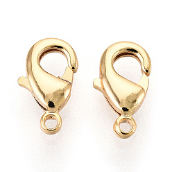 Настоящее золото 18K Карабин-лобстеры, латунные, долговечный, без никеля , реальный 18 k позолоченный, 10x6x2.5 мм, отверстие : 1 мм