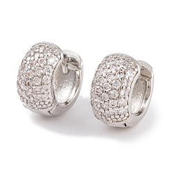 Платина Серьги из латуни с фианитом, без кадмия и без свинца, долговечный, массивная форма cz, серьги обруча, платина, 10x6 мм