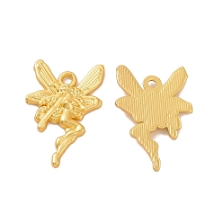 Matte Gold Color Rack Plating Alloy Pendants, Angel Charms, Matte Gold Color, 21.5x15x2mm, Hole: 1.5mm