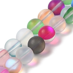 (52) Непрозрачная лаванда Гальванические нити из синтетических бусин из лунного камня, окрашенные, голографические бусы, с половинным покрытием ab цвета, матовые, круглые, разноцветные, 12 мм, отверстие : 1.2 мм, около 32~33 шт / нитка, 15.04~15.35 дюйм (38.2~39 см)