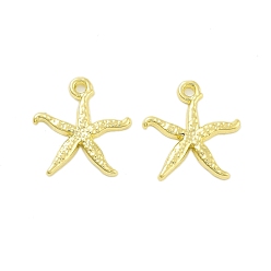 Настоящее золото 18K Стойки подвески обшивки сплава, гальваническое покрытие, не содержит никель-кадмия и свинца, морская звезда, реальный 18 k позолоченный, 18x17x2 мм, отверстие : 1.6 мм