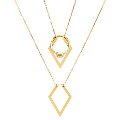 Золотой 1колье с подвеской в виде ромба из нержавеющей стали, ожерелья из цепочки Ring Keeper Cable для женщин, золотые, 15.75 дюйм (40 см)