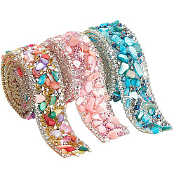 (52) Непрозрачная лаванда 3шт. 3 цвета горячая фиксация лента со стразами, с каменной крошкой, для аксессуаров костюма, пояс украшение, разноцветные, 20x4~5 мм, около 50 см/шт., 1 шт / цвет