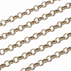 Antique Bronze Iron Rolo Chains, Belcher Chain, Unwelded, with Spool, Long-Lasting Plated, Antique Bronze, 6x2mm, about 328.08 Feet(100m)/roll