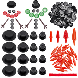 (52) Непрозрачная лаванда Наборы из смоляных рогов снеговика: рука, ветка, шляпа, пуговица и нос, пластиковые аксессуары для украшения носа и колпачка, Пуговицы из смолы, шарф из шерстяной пряжи, разноцветные, 11x2 мм