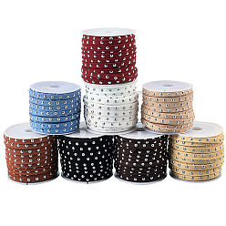 (52) Непрозрачная лаванда 8 рулоны 8 цвета искусственной замши шнур, с заклепкой из золотого тона, для панк-рок ювелирных изделий, разноцветные, 5x2.5 мм, около 5.46 ярдов (5 м) / рулон, 1 рулон / цвет