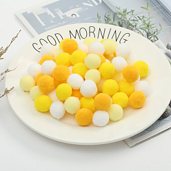 Yellow DIY Doll Craft Polyester High-elastic Pom Pom Ball, Round, Yellow, 2cm, about 1000pcs/bag