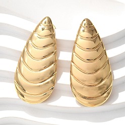 Настоящее золото 18K 304 из нержавеющей стали серьги, ионное покрытие (ip), полоса-капля, реальный 18 k позолоченный, 36.5x17.5 мм