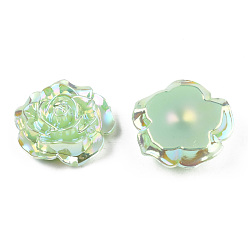 Аквамарин Кабошоны из непрозрачного абс-пластика, с покрытием AB цвета, роза, аквамарин, 24x23.5x9 мм